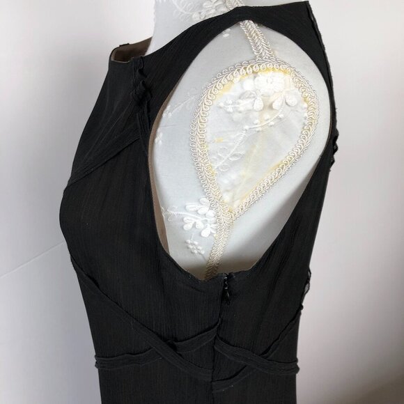 SANDWICH Vintage 90βs Black Silk Reminiscent Art Deco Flapper Sheath Dress EU38 - Picture 11 of 16
